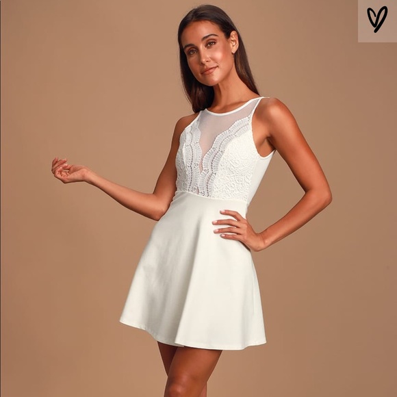 🆕Lulus I Promise White Skater Dress - Picture 1 of 7